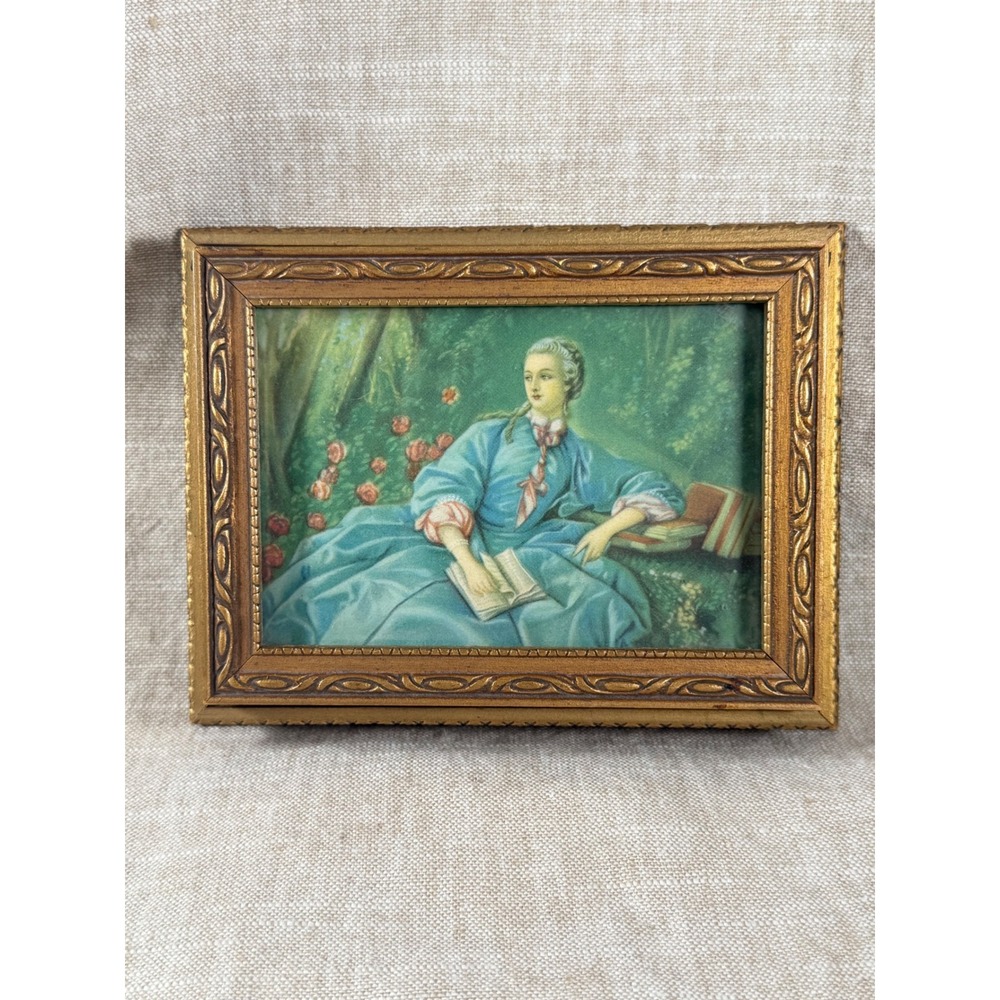 Vintage Framed Jewelry Box Victorian Lady Decorative Keepsake Box